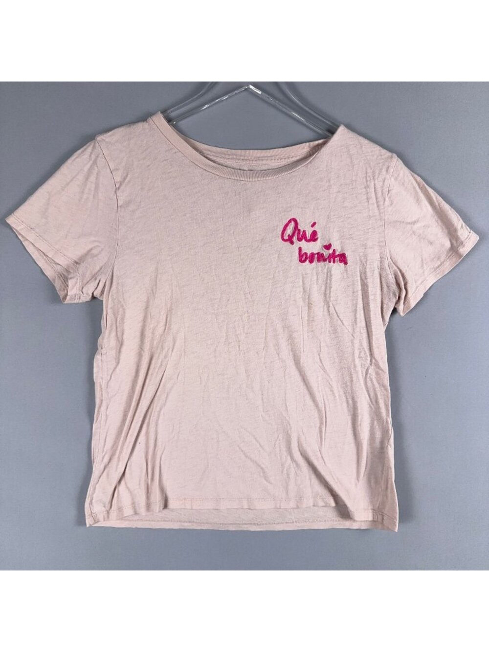 J. Crew T-Shirt Size Medium Graphic Pale Pink 100% Cotton Short Sleeve